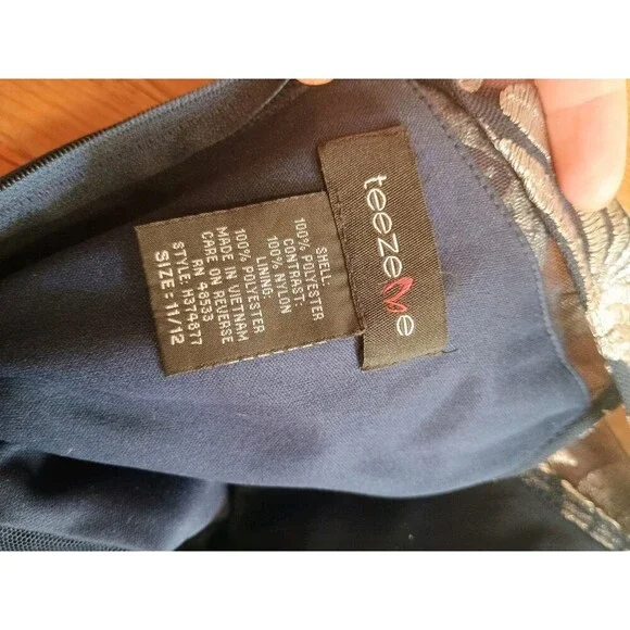 Teeze Me Size 11/12 Women's Silver And Blue Prom Dress - Picture 8 of 13